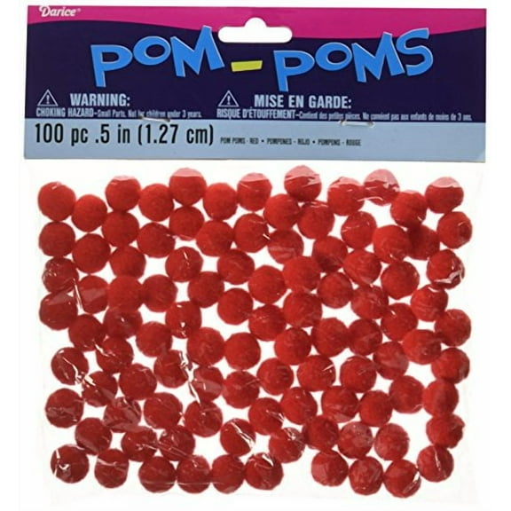 Pom Poms .5" 100/Pkg-Red