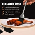 thumbnail image 2 of Sauce Basting Brush Barbecue BBQ Grill Pastry Brush Heat Resistant Baking Cooking Silicone Long Brush Stainless Steel Handles, 2 of 5