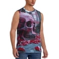 thumbnail image 2 of Balery Gothic Red Skull Cemetery Camisetas sin mangas para hombre, absorbe la humedad y protege contra el mal olor.-Small, 2 of 7