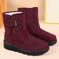 thumbnail image 2 of High Top Snow Boots for Women Waterproof Platform Mid Calf Booties Casual Winter Thickened Warm Furry Lined Dress Boots Red Size 7.5, 2 of 5
