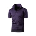 thumbnail image 4 of Mens Golf Polos Summer Short Sleeve Breathable Moisture Wicking Button Lapel Athletic Stretchy Shirts Purple XXXXXXL, 4 of 5