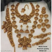 FIRST RAY MART Beautiful South Indian Combo Necklace Set / Indian Women Jewellery/ Gold Plated Fashion Jewelry/Designer Traditional Pearl Necklace / Wedding Wear Bridal Gift