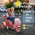 thumbnail image 4 of Okybaby 12V Kids Ride On 2-Seater Motorcycle with Dual Motors, 3 Wheels Electric Motorcycle with Bluetooth, Music, USB, LED Light, Battery Powered Ride on Toy Car for Kids Aged 3-6, Pink, 4 of 9