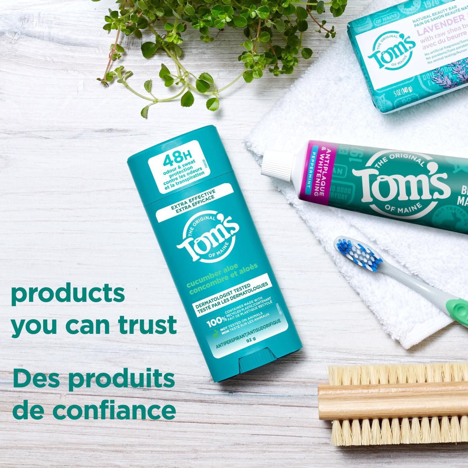 Tom’s of Maine Cucumber Aloe Antiperspirant for Women and Men, With Recycled Aluminum, 92g, Tom's of Maine Cucumber & Aloe Antiperspirant