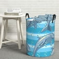 thumbnail image 5 of Goofa Dolphin Printed Circular Hamper,Laundry Basket with Handles,Storage Baskets Foldable,Large Capacity Laundry Hamper-, 5 of 8
