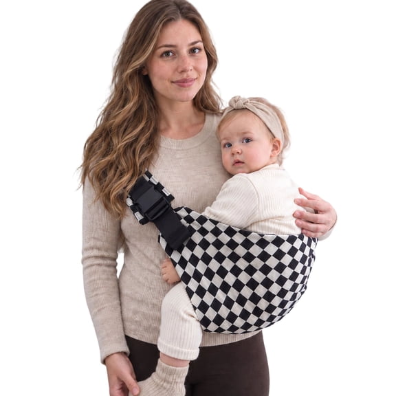 Lujifo Baby Sling Carrier, Toddler Sling, Black Cream Checkerboard, One Size