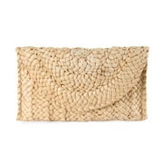Mercita Women Straw Evening Clutch Purse Summer Beach Handbag Straw Woven Envelope Bag, Beige