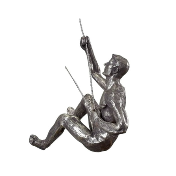 Inteprter Decoración del hogar de resina con estatua creativa de escalador de roca, colgante, opción de regalo, decoración de pared para Decoración del hogar plata tipo 2