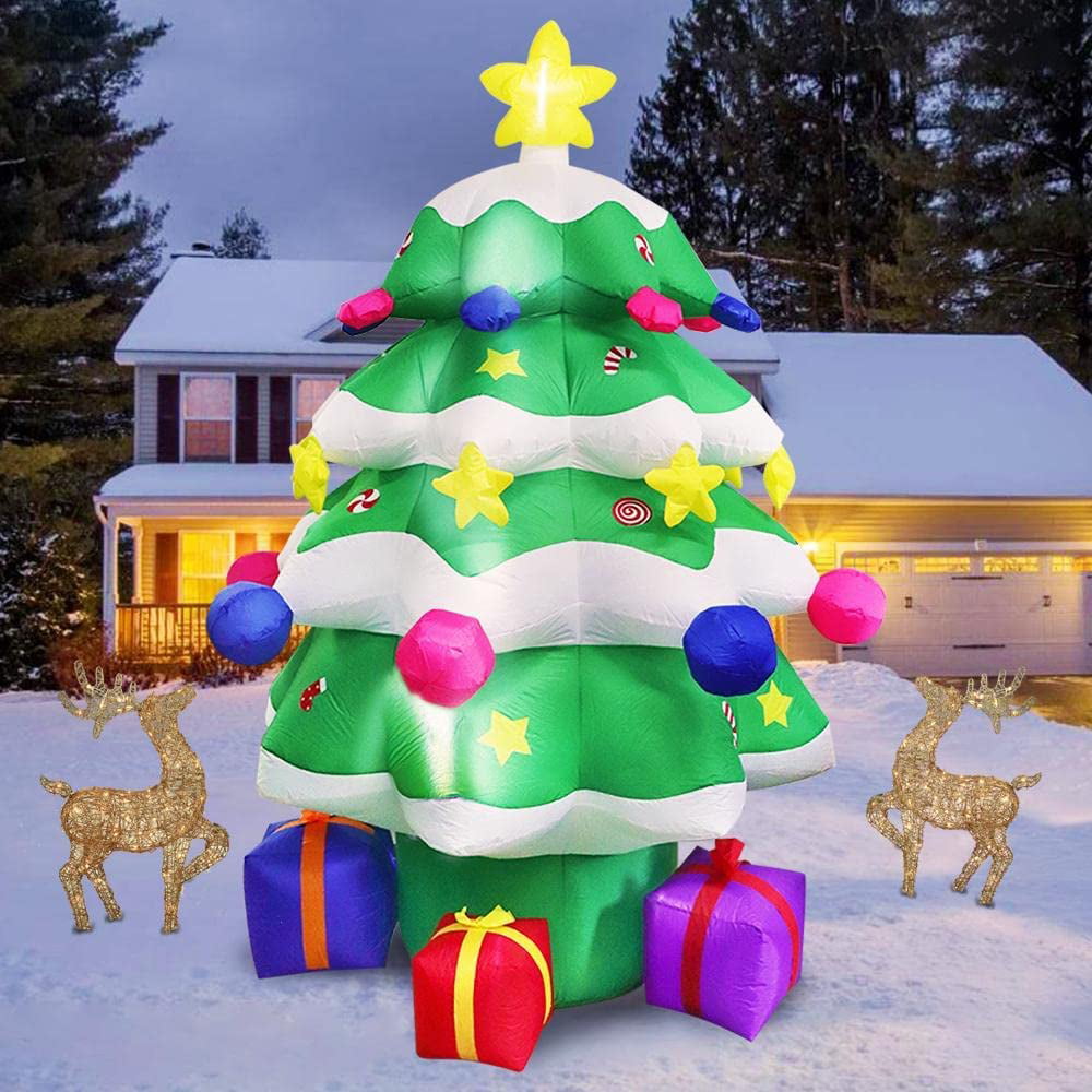 8 FT Giant Christmas Inflatables Tree Decorations with LED Lights Built ...