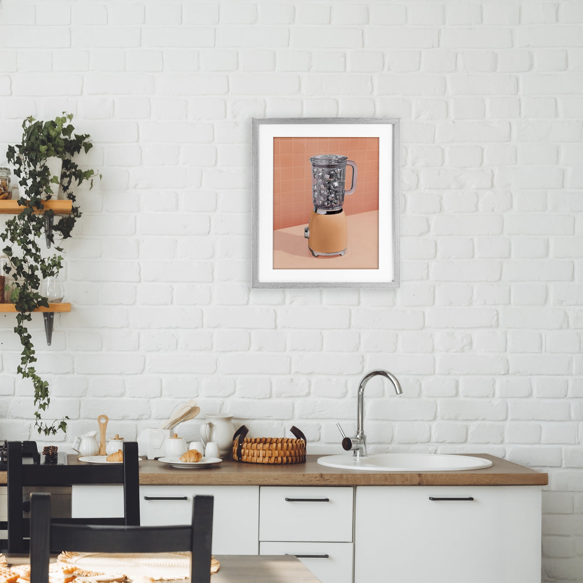 Stupell Industries Disco Drink Blender over Orange Gray Framed Print Under Glass, design by LISH Creative