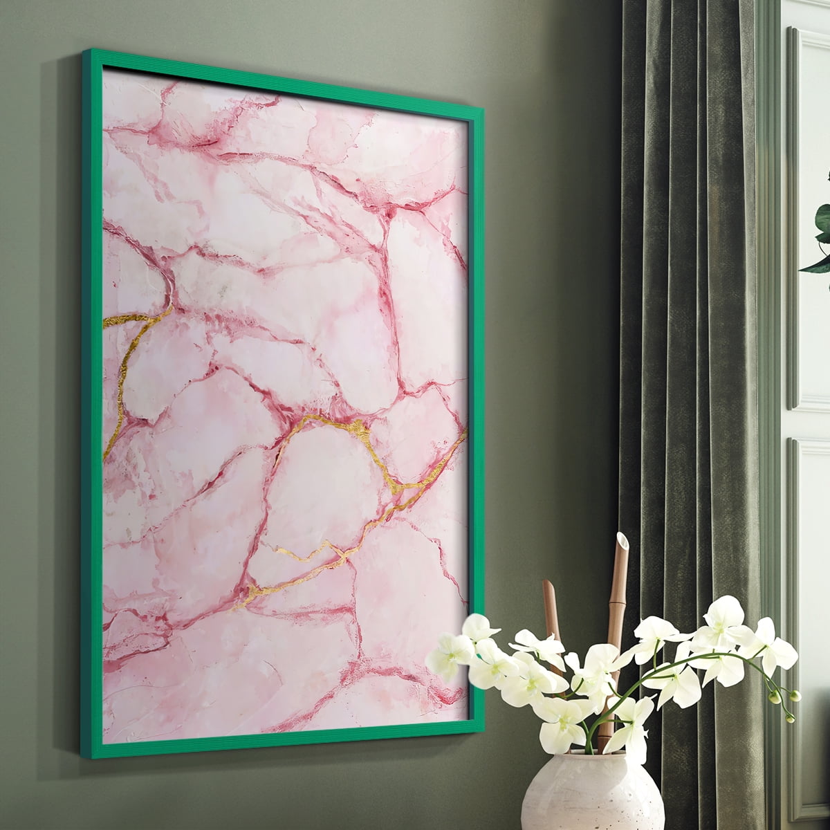Rose Marble I in Green Solid Wood 8 x 10 Framed Print