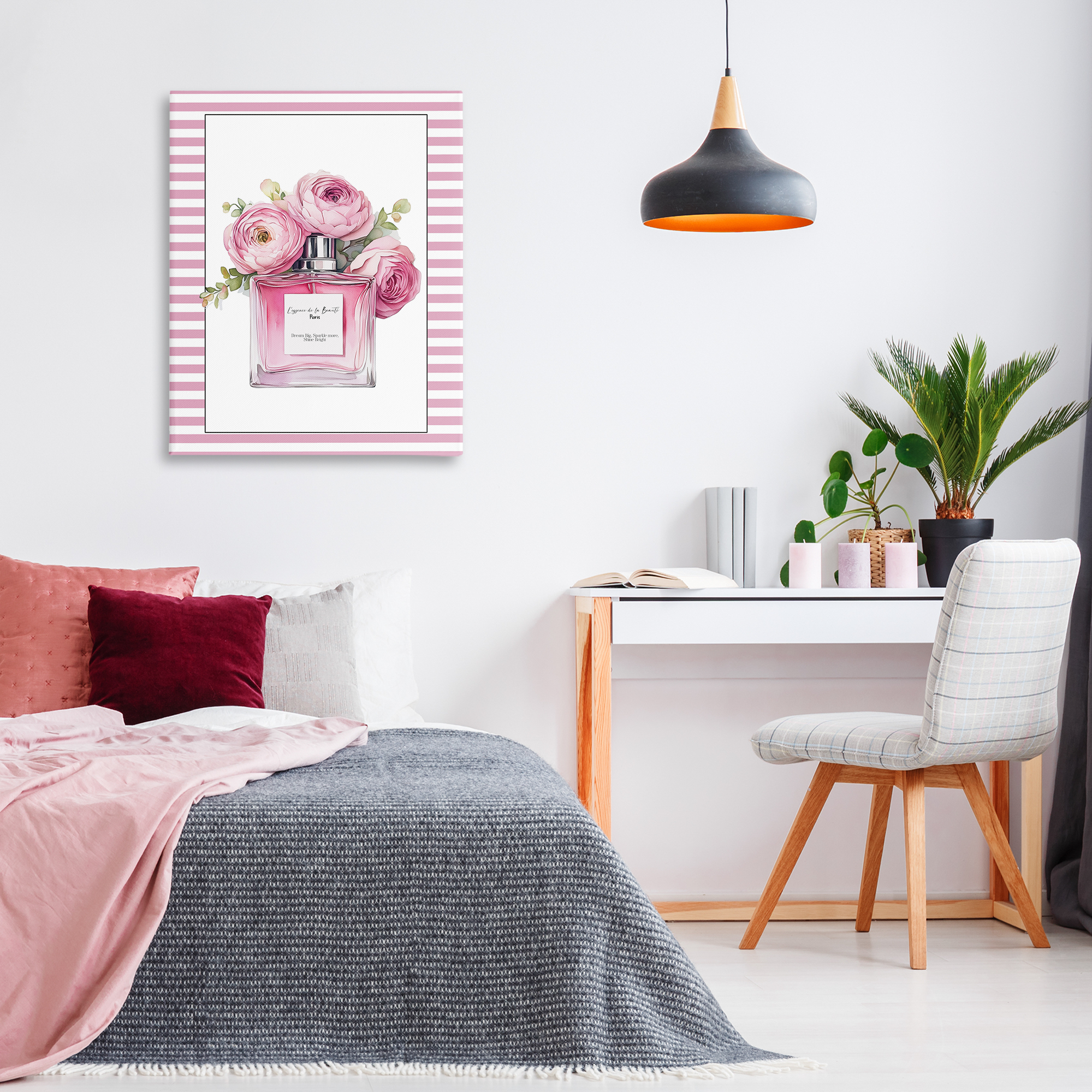 Rosy Pink Perfume Bouquet Canvas Wall Art, design by Christine Simpson Art