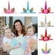 thumbnail image 2 of Diadema con orejas de cuerno de unicornio para bebé niña y niño, diadema con flores rosas para fiesta de cumpleaños (dorada), 2 of 3