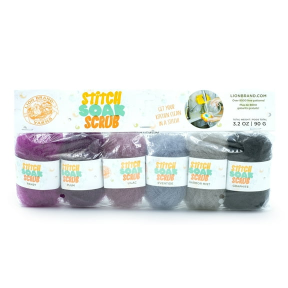 Lion Brand Yarn Stitch Soak Scrub Stormy 6-Mini Ball Assorted Sample Pack