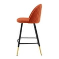 thumbnail image 6 of Counter Stool Chair, Set of 2, Velvet, Metal Steel, Orange, Modern Contemporary Urban Design, Bar Pub Cafe Bistro Hotel Restaurant Hospitality, 6 of 10