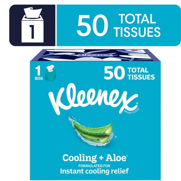 Kleenex Cooling   Aloe Facial Tissues, 1 Cube Box, 50 Tissues Per Box, 2-Ply