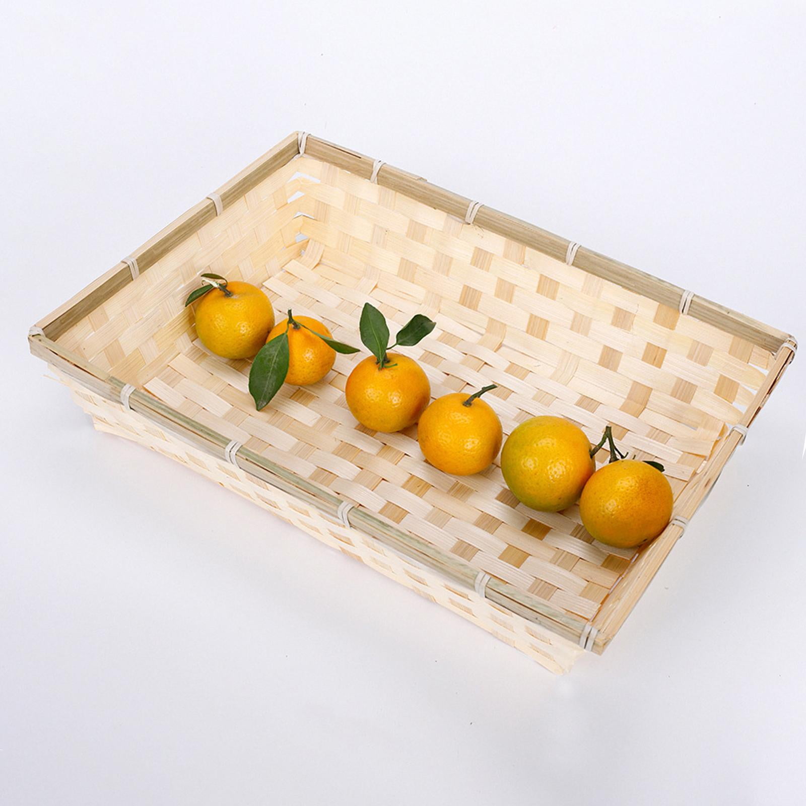 Rustic Woven Serving Tray Basket Rectangular for Tabletop Restaurant