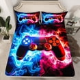 thumbnail image 2 of Manfei Kids Gamepad Twin Sheet Set (3-Piece) Console Video Game Red Blue Glowing Luxury Decor For Boys, 2 of 7