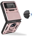 thumbnail image 6 of For Samsung Galaxy Z Flip 4 5G Hybrid with Slide Camera Lens Cover and Ring Holder Kickstand Rugged Heavy Duty Hard Cover ,Xpm Phone Case [ Rose Gold ], 6 of 6