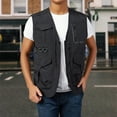thumbnail image 2 of FRSASU Men's Fishing V Neck Vest Utility Safari Travel Vest with Pockets Outdoor Work Photo Cargo Fly Summer Vest Black, 2 of 9