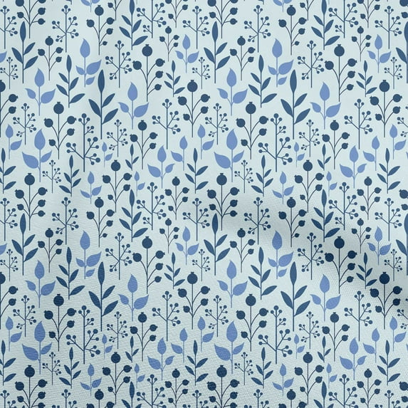 oneOone Cotton Poplin Twill Light Blue Fabric Leaves Fabric For Sewing Printed Craft Fabric By The Yard 56 Inch Wide