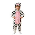 thumbnail image 3 of Ruyang Kids Plush Cow Hooded Jumpsuit Flannel Animal Role Play Dress Up Bodysuits Boys Girls Holiday Theme Party Outfit, 3 of 9