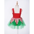 thumbnail image 4 of IEFIEL Girls Miss Santa Elf Tutu Dress Sequins Striped Christmas Dance Leotard Camisole Dress Dancewear Red 16, 4 of 7