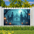 thumbnail image 3 of Halloween Theme Decorative Banner Spooky Atmosphere Jack o Lanterns Gate Design for Outdoor Decorating Holiday Party Night, 3 of 5