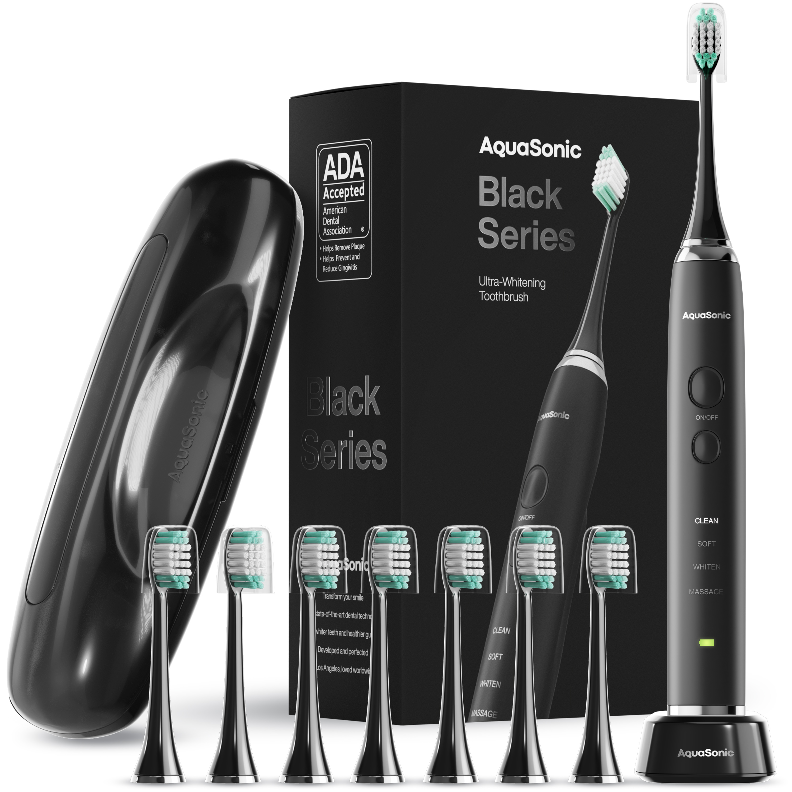 Aquasonic Electric Toothbrush Rechargeable Black Series w/ 8 Brush Heads & Travel Case - image 5 of 8
