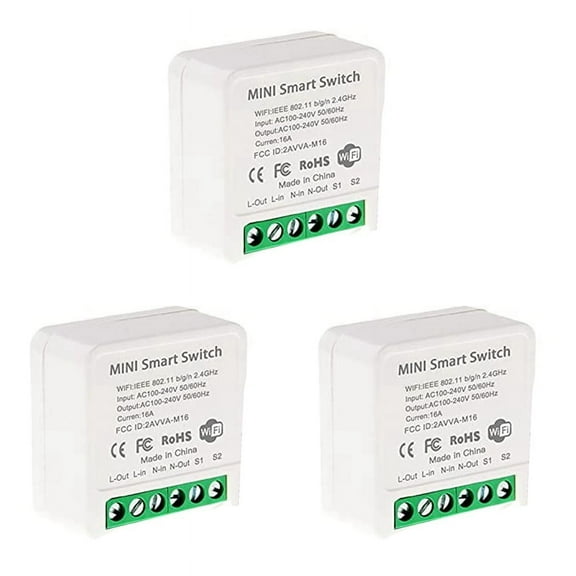 3X Mini Smart WiFi Relay Switch, DIY Light Switch Module Smart Life/Tuya Application, Wireless Remote Control