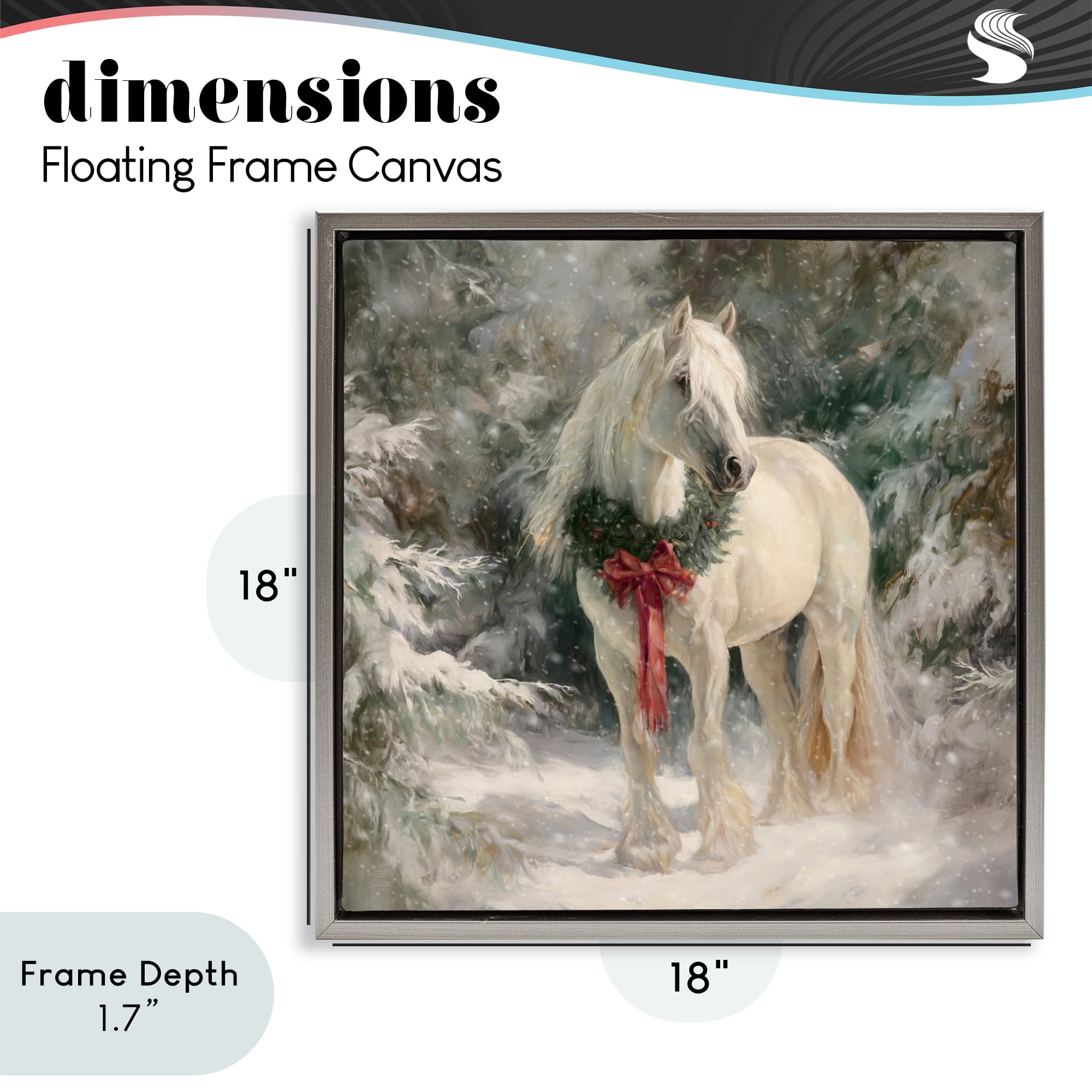 Stupell Industries Pretty Christmas Mare Gray Framed Floater Canvas Wall Art, design by Tina LeCour