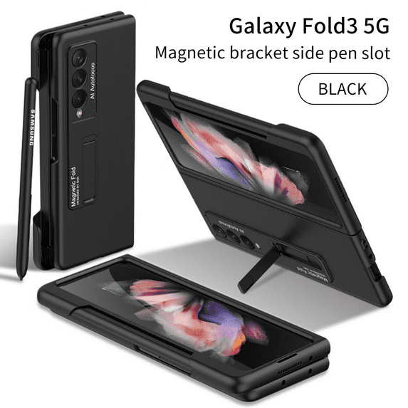 GREHOME For Samsung Galaxy Z Fold 3 5G Luxury Fashion Magnetic Kickstand Case cover with Pen Slot