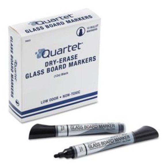 Quartet Manufacturing 79553 Marqueur Effaçable à Sec pour Panneau de Verre Premium, Pointe Ogive, Noir - 1 Douzaine