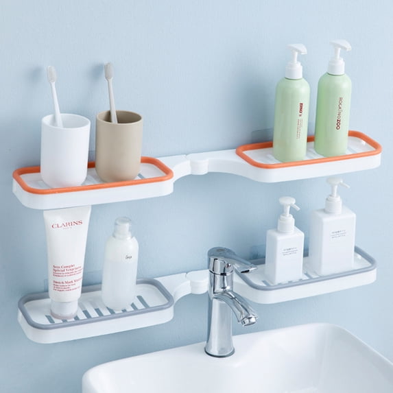 1 Pcs Wall Mounted Bathroom Shelf 90° and 180° Rotation Suitable for Washstand or Shower Corner,Orange