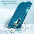 thumbnail image 4 of I-HONVA For iPhone 16 Plus Case Compatible with MagSafe,3-Layer Military Grade Drop Protection Anti-Slip Rugged Shockproof Dustproof Protection 6.7 inch Phone Case,Turquoise, 4 of 7