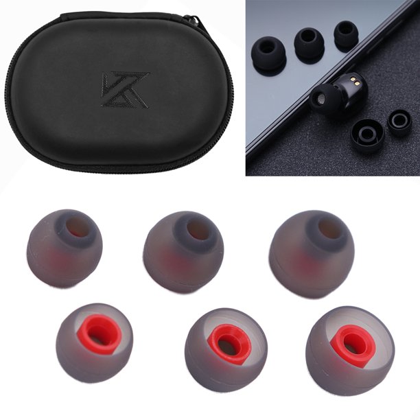 6 uds auriculares internos de silicona reemplazo para auriculares KZ (gris + rojo)