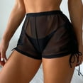thumbnail image 1 of Women's Solid Mesh Cover Up Pants Beach Shorts S-XXL, 1 of 9