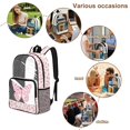 thumbnail image 5 of ZIATUBLES 17 Inch Clear Backpack, Heavy Duty Fabric & PVC Transparent Bag with Reinforced Strap, Large Capacity Pink Leopard Butterfly Print See Through Bookbag for School, Work & Travel, 5 of 7