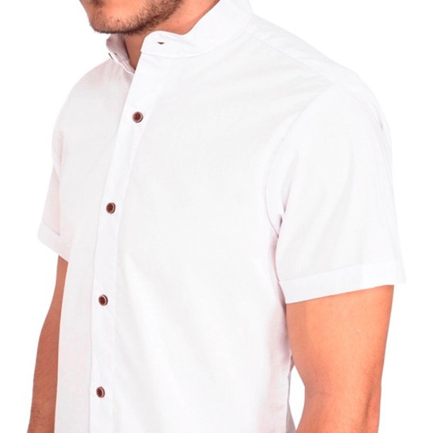Camisa Para Caballero Cuello Mao Slim Fit Blanca Take it CM5010 Take it Mao