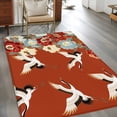 thumbnail image 2 of Japanese Style Area Rugs 4'x6', Washable Small Throw Rugs for Office Bathroom, Red Farmhouse Botanical Peony Birds Indoor Outdoor Rug Non-Slip Low Pile Carpet Runner Reversible Floor Mats, 2 of 8
