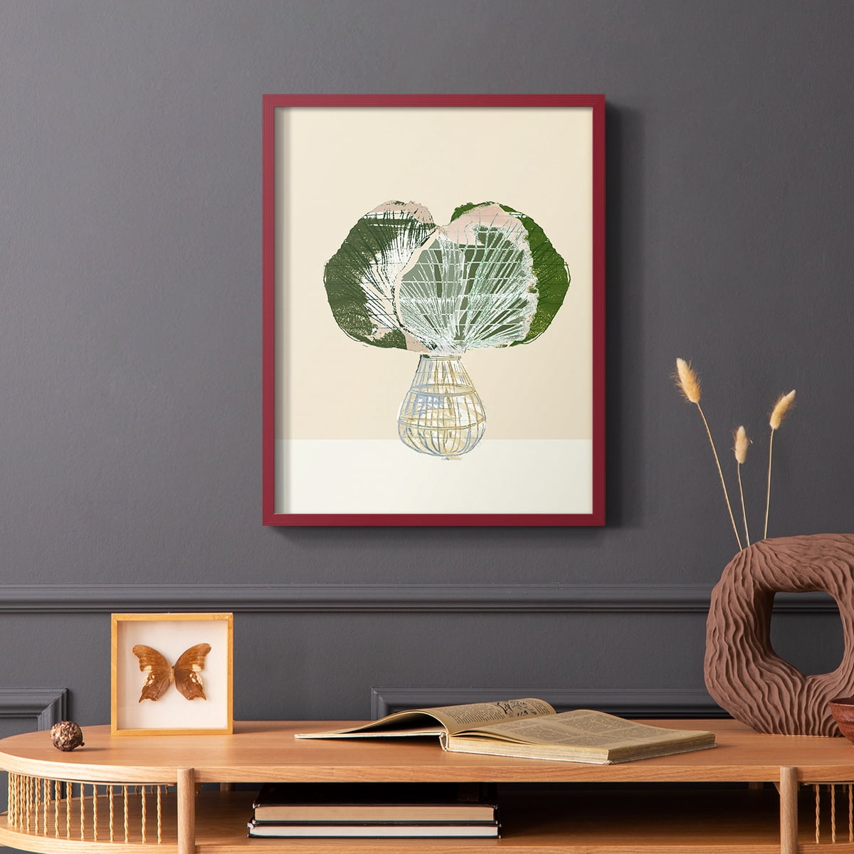 Woven Tropical Leaf I Framed Print - Solid Wood in Single Picture Frame Solid Wood 2 Framed Print