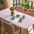 thumbnail image 3 of Happy Easter Bunny Table Cloths for 4 Foot Rectangle Tables, Rabbit Butterfly Spring Flowers Pink Patio Waterproof Elastic Fitted Tablecloths, Washable Rectangular Table Cover for Camping, 3 of 8