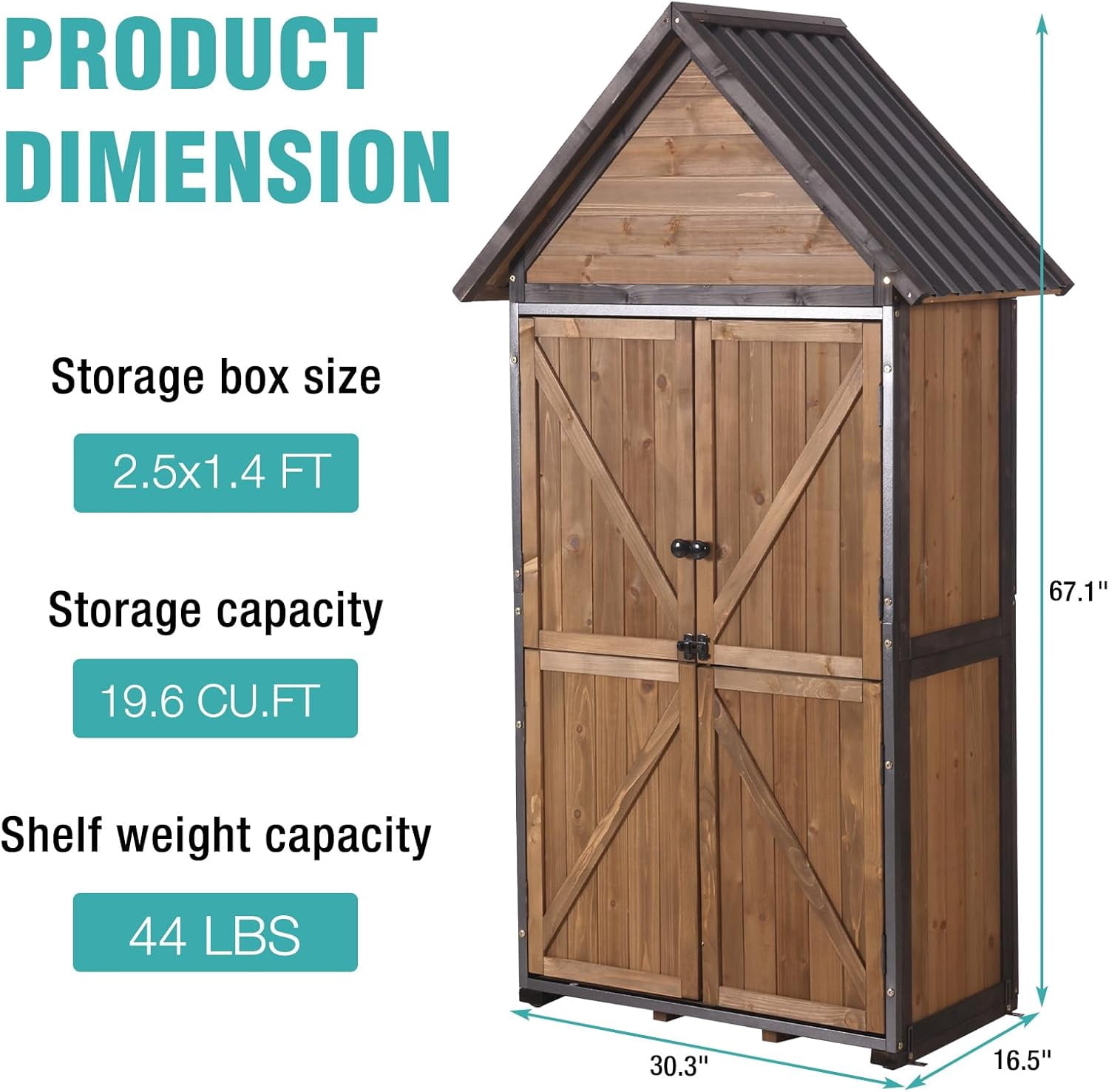 MEDEHOO Sheds Outdoor Storage,Garden Shed with Metal Frame Structure and Adjustable Shelves,Large Capacity Storage Tool Cabinet Box for Backyard Garden Patio Lawn (Brown)