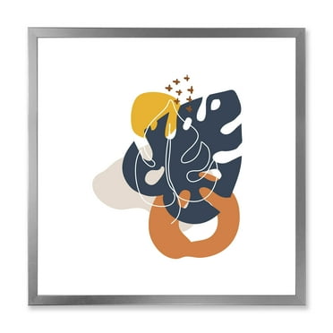 Designart 'Abstract Minimal Shapes Under Flowers IX' Modern Framed Art Print