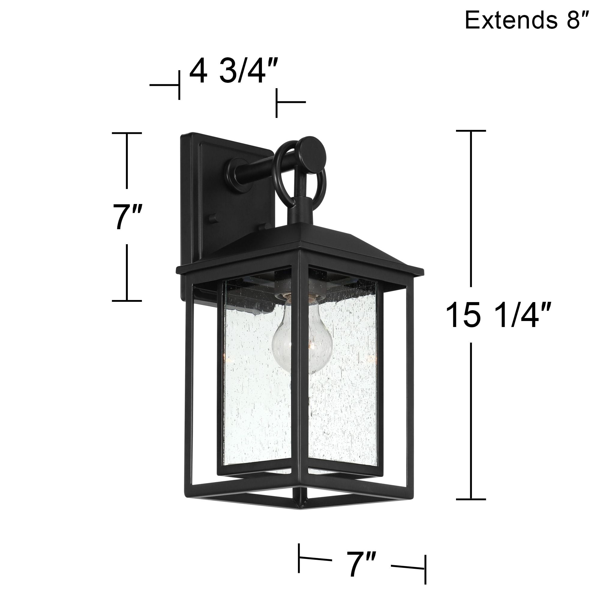 Franklin Iron Works Califa Mission Outdoor Wall Light Fixture Black Metal 15 1/4" Clear Seedy Glass for Post Exterior Barn Deck House Porch Yard Patio