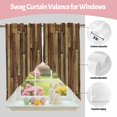 thumbnail image 3 of Swag Curtains Valances for Windows, Rustic Farmhouse Short Kitchen Window Curtains Over Sink, Brown Wood Textured Cafe Curtains Panel Set Of 2,Rod Pocket, 36 Inches Length, 3 of 9