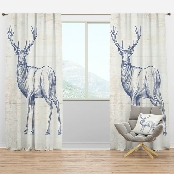 Designart 'Beautiful and Wild Deer XII' Farmhouse Curtain Panel