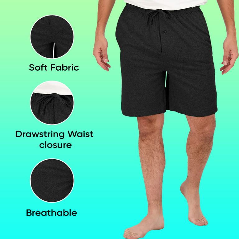 Men's Soft Solid Elastic Waistband Sleep Lounge Pajama Shorts (2