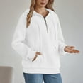 thumbnail image 6 of CQONEPT Women's Hoodies Drawstring 1/4 Zip Dressy Casual Sweatshirts with Pockets Outdoor Trendy Fleece Lined Pullover White XL, 6 of 6