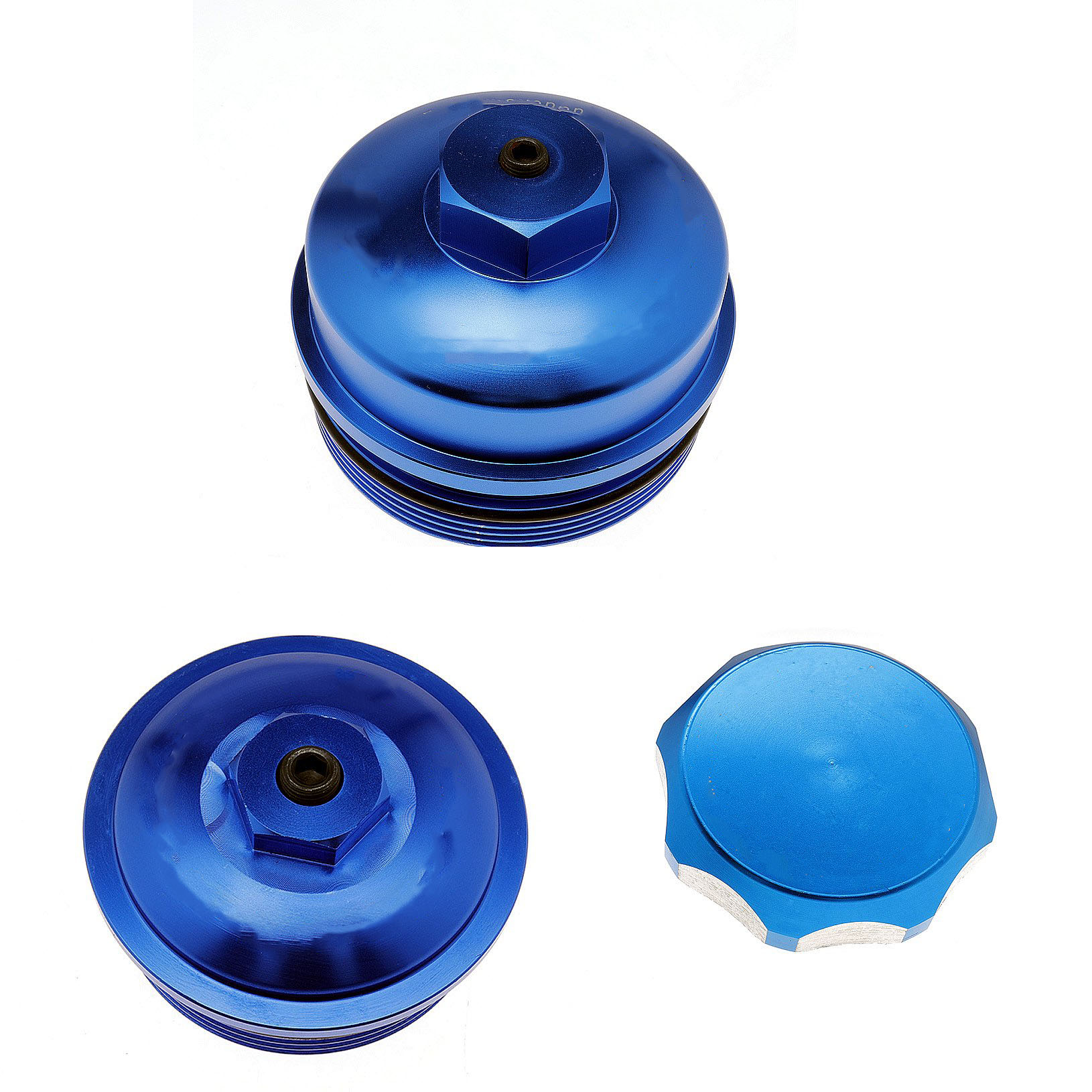 ACA Oil Fill Cap And Oil Filter/Fuel Filter Cap Kit Blue For F250 F350 F450 F550 Super Duty 2003